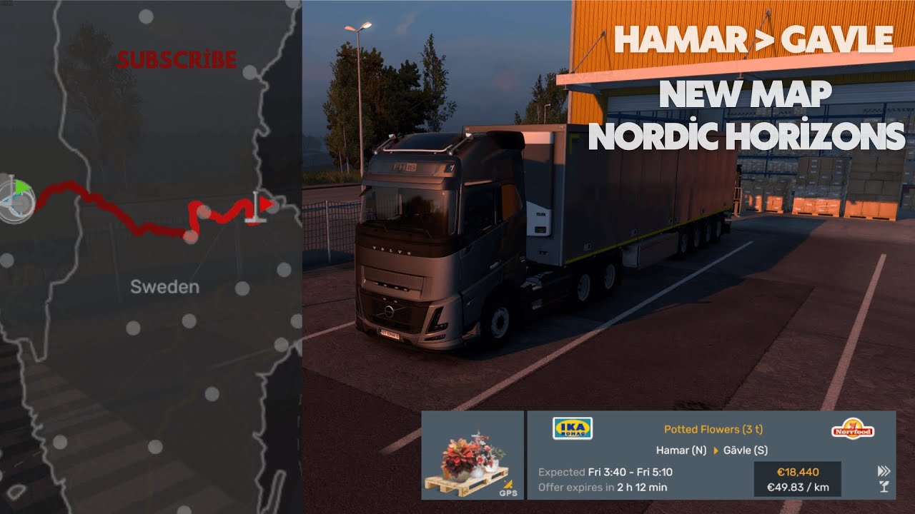 ETS2 | New Map | Driving from Hamar to Gavle | No Commentary, No Music | Relaxing