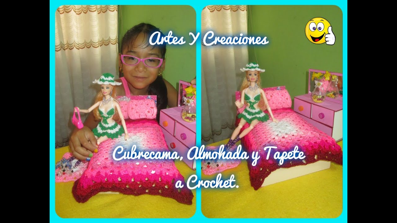 Cubrecama, Almohada y Tapete a Crochet.