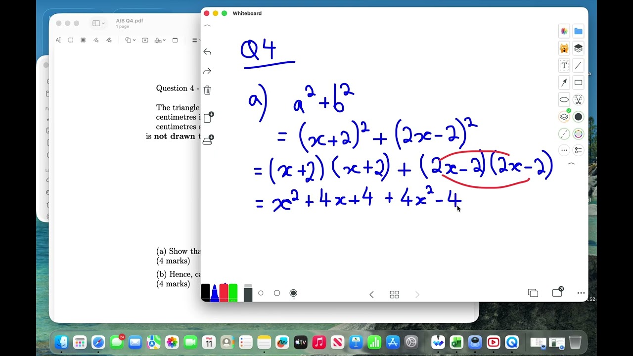 Level A/B - Question 4a - Modelling quadratic equations (Calculator)