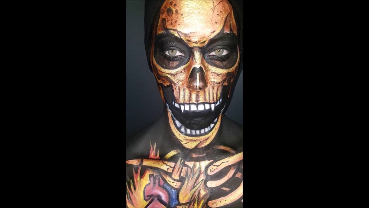 Burning heart Skeleton Makeup Tutorial