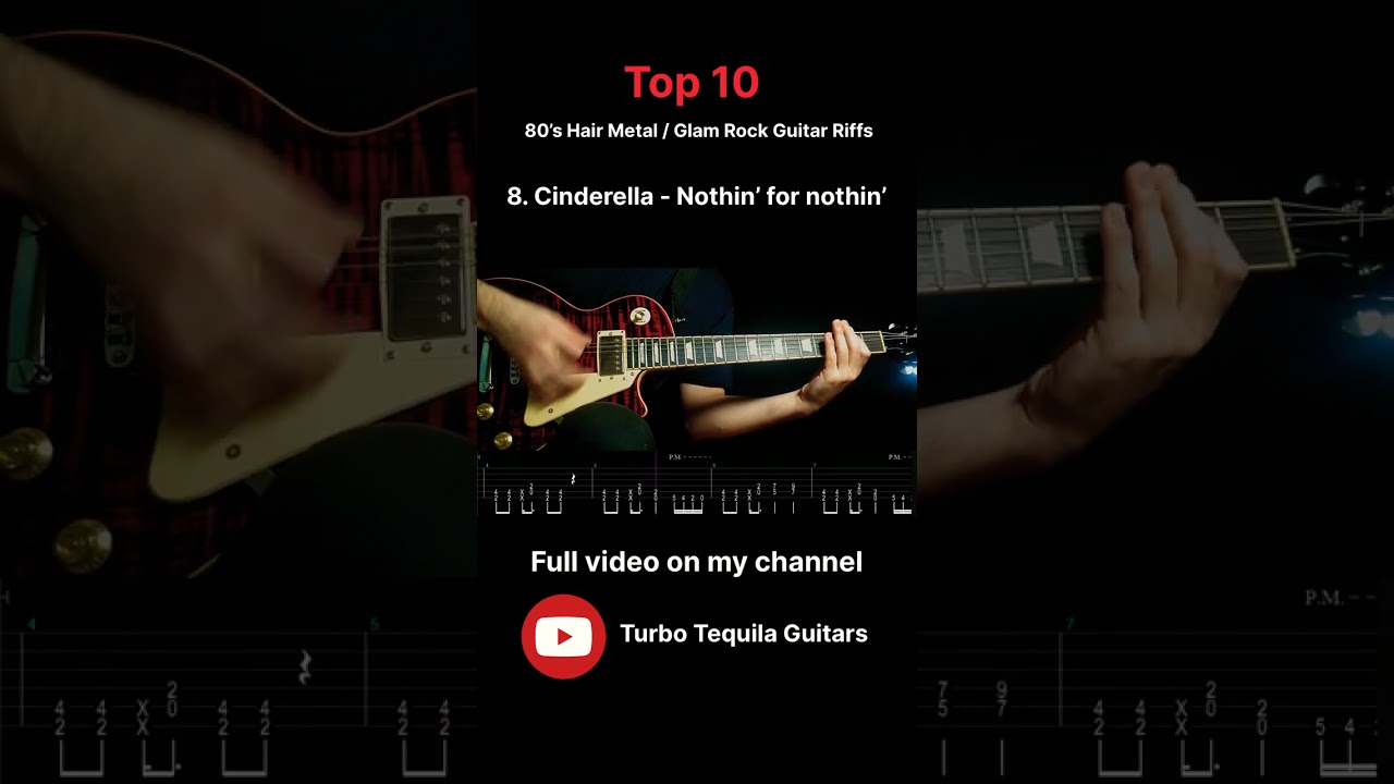 Top 10 Hair metal / Glam rock riffs + TAB | 8. Cinderella - Nothin’ for nothin’