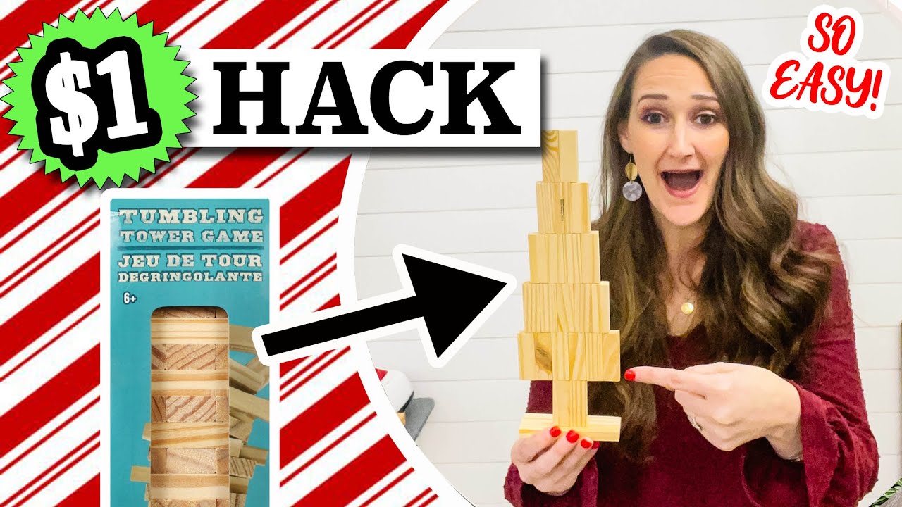 🎄Dollar Tree WOOD BLOCK HACK that ANYONE can do! (no tools required!) Christmas Dollar Tree DIY
