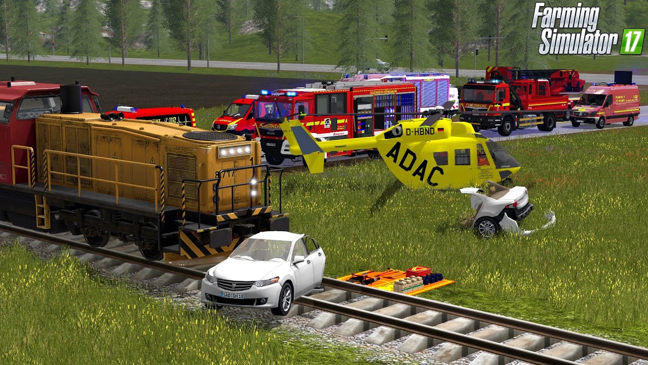 LS17 - FEUERWEHR EINSATZ - Schwerer Zug UNFALL zerstört Auto komplett!
