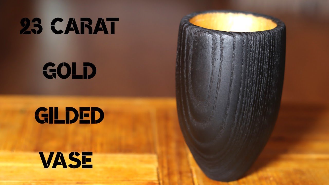 Woodturning - Shou Sugi Ban Vase finished with gold