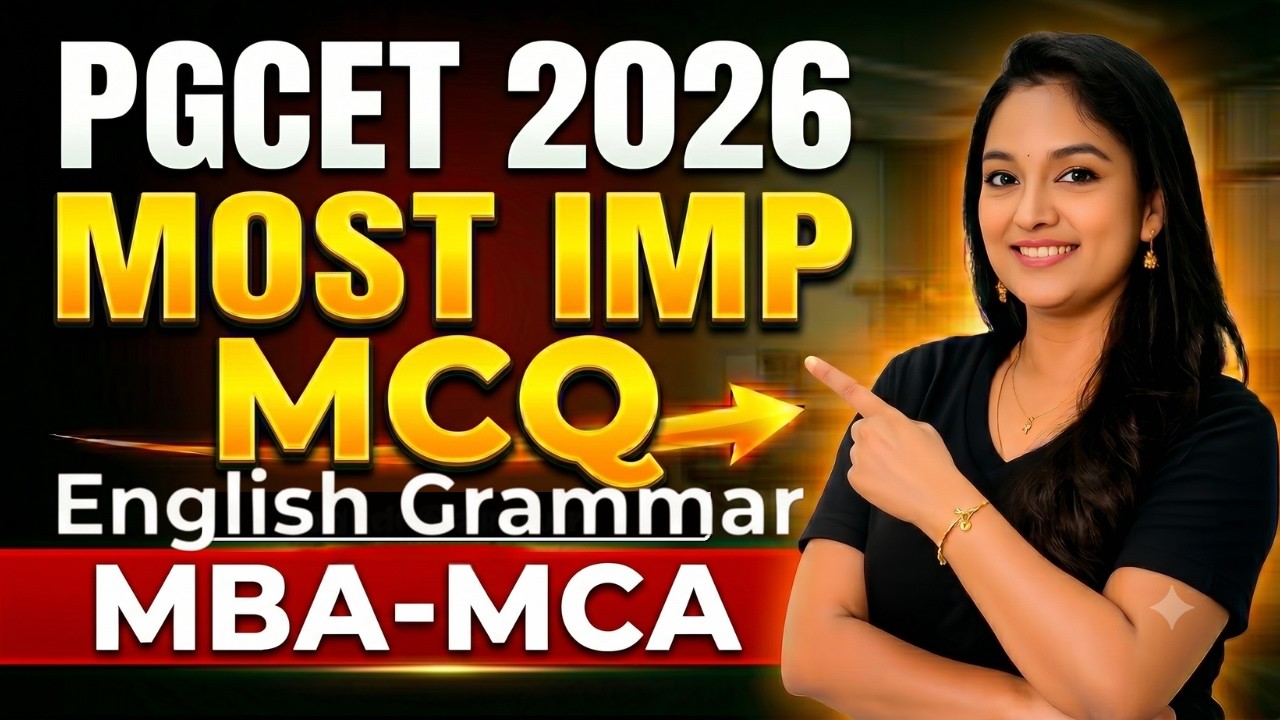 PGCET 2026: English Grammar MOST IMP MCQ | MBA & MCA Last Minute Revision!