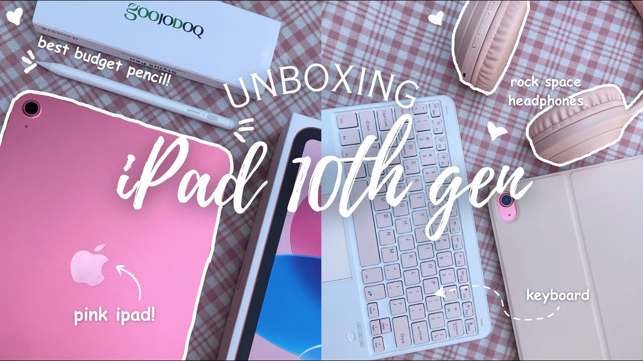 unboxing iPad 10th gen (pink)🎀 goojodoq accessories + headphones | ipad aesthetic setup
