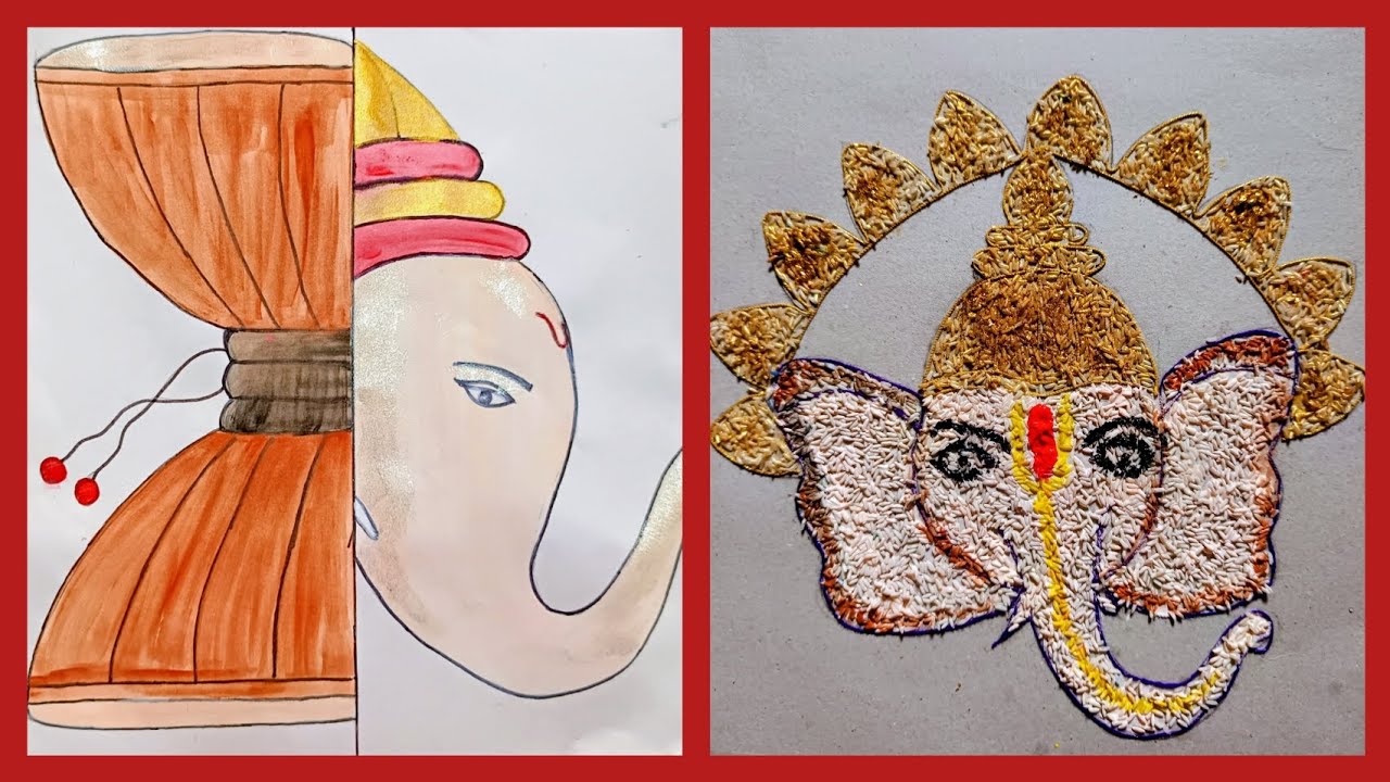 DIy 2 types Ganpati craft ideas#diy #craft #craftideas #artandcraft  #youtubevideo #rice#ganesh 