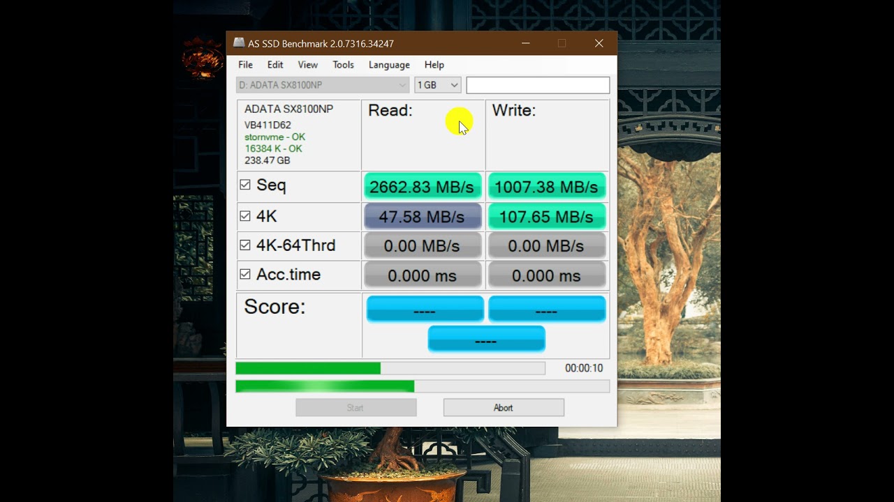 Test SSD NVME XPG SX8100 - Lenovo ideapad 5