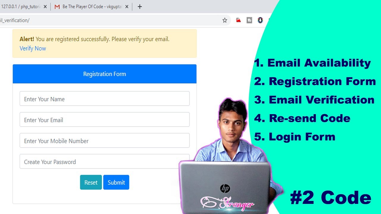#2 Complete Login System with Email Verification |Email Availability Sending Email Verification Code