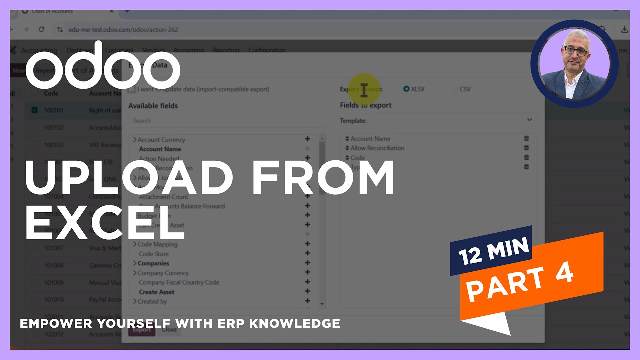 Upload Chart of Account to Odoo from Excel file