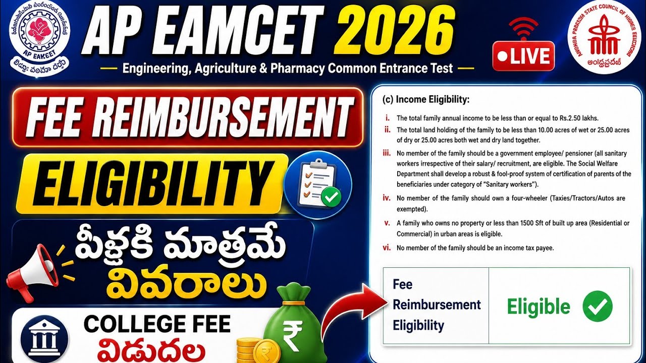 AP EAPCET 2026 FEE REIMBURSEMENT ELIGIBILITY | AP EAPCET 2026 FEE REIMBURSEMENT ISSUES