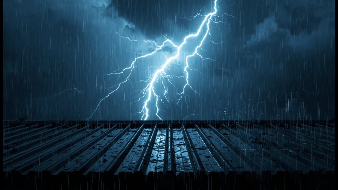 Scary Thunderstorm on a Tin Roof for Sleeping (1 Hour)  4K HDR Heavy Rain Sounds to Fall Asleep Fast