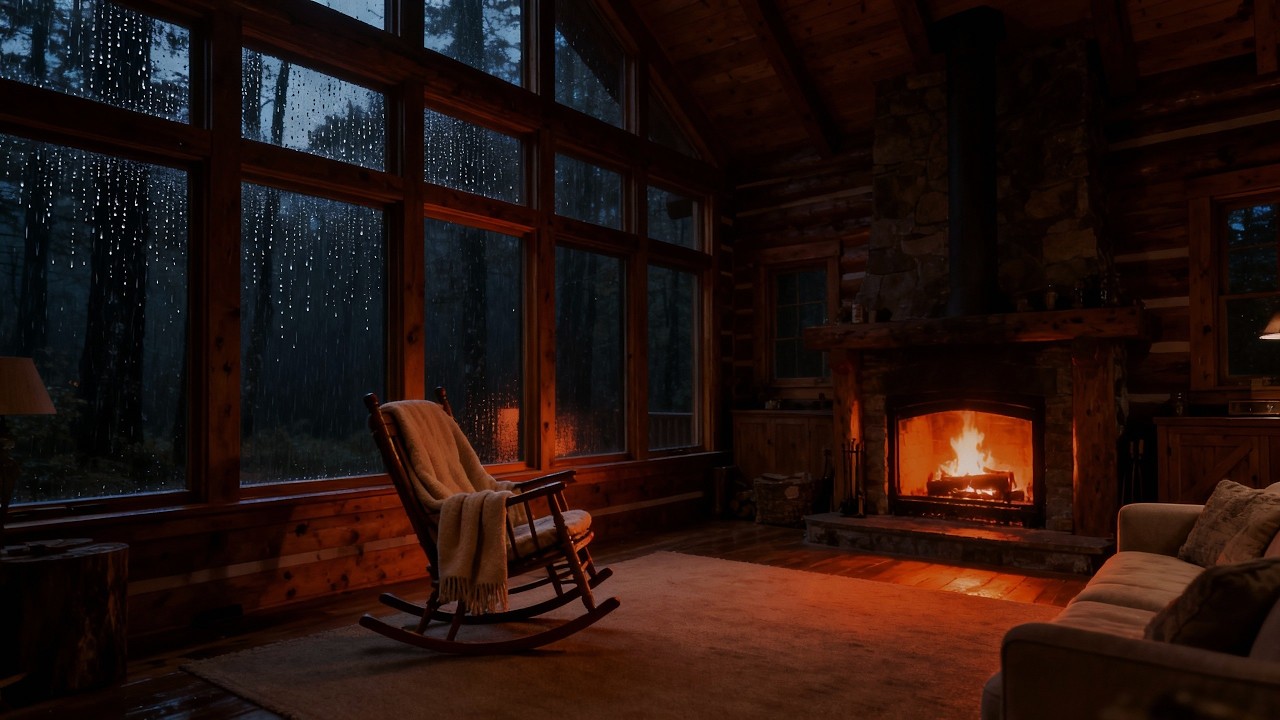 The Coziest Evening You’ll Have Today | Fireplace & Rain