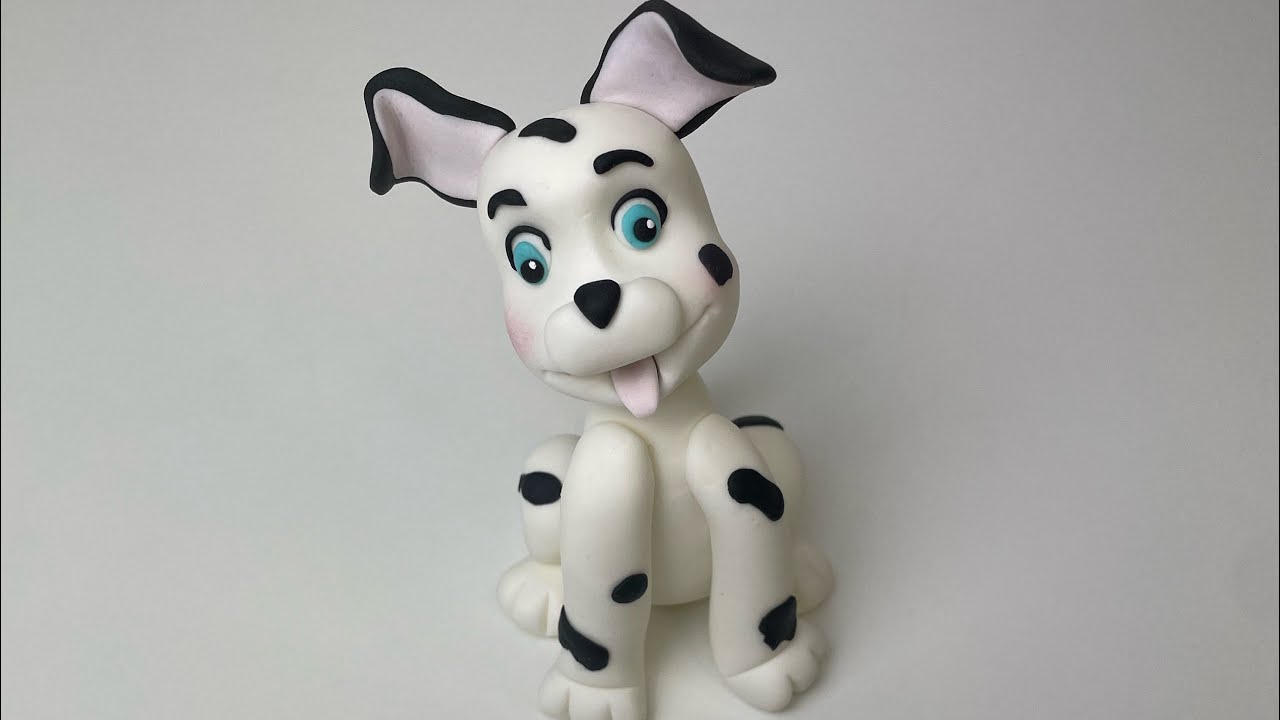 Easy Dalmatian puppy cake topper