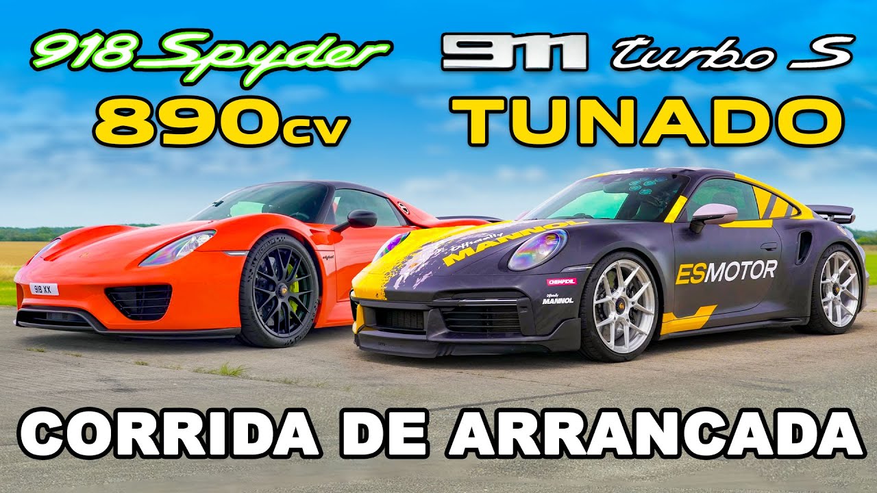 Porsche 911 Turbo S de 888cv vs Porsche 918 Spyder de 887cv: CORRIDA DE ARRANCADA