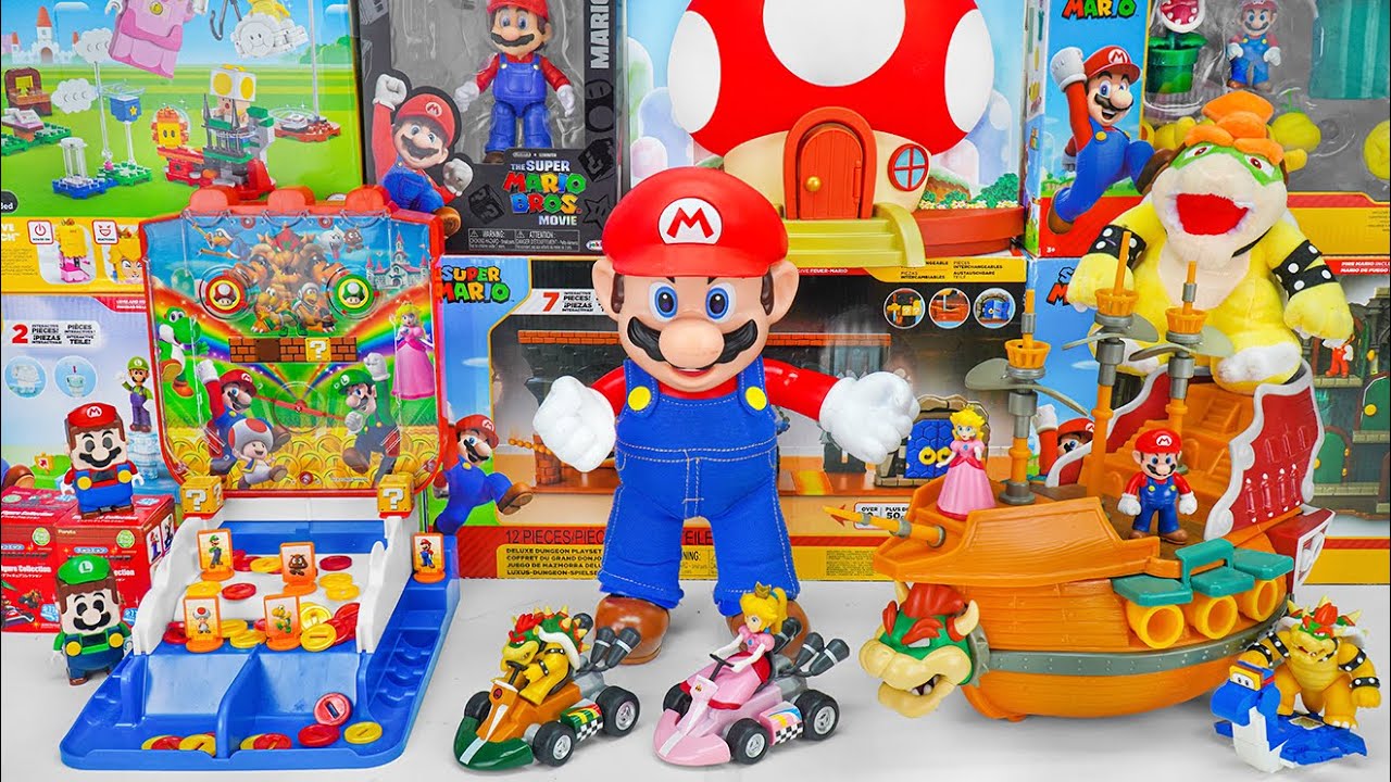 Super Mario Bros Unboxing Toys Review 💚 Super Mario Deluxe Playset Bowser Ship | Lucky Coin Game 🍄