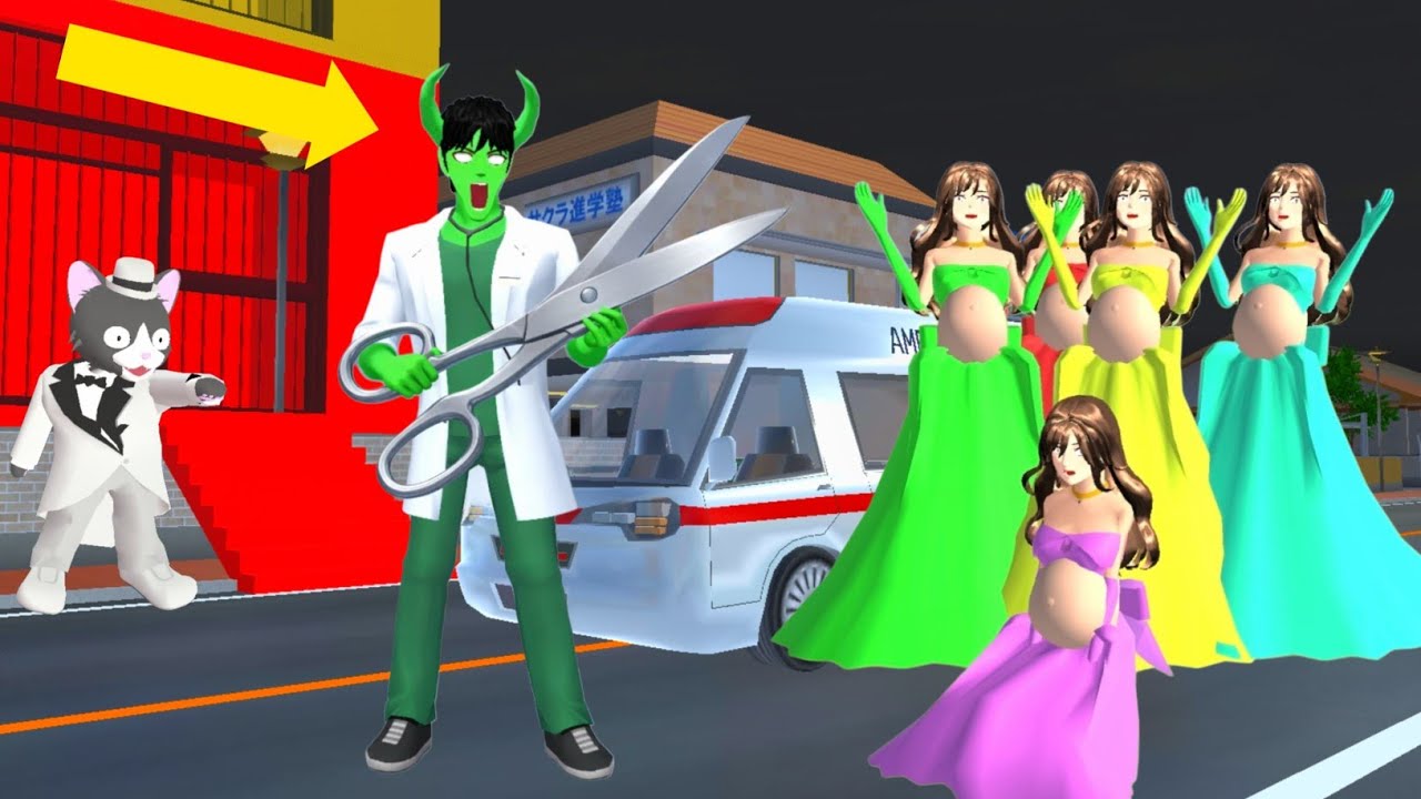 Elsa Pregnant Rainbow Attacked by a doctor scary zombie in prison rainbow 😱 #sakuraschoolsimullator 