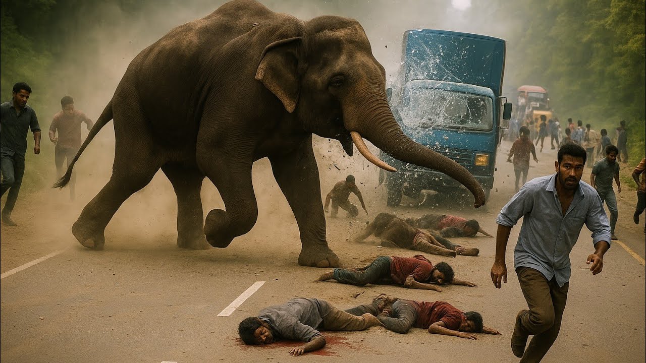 👉 “Terrifying Moment: Rampaging Elephant Smashes Vehicles on Forest Highway”Tags: #ElephantRampage 