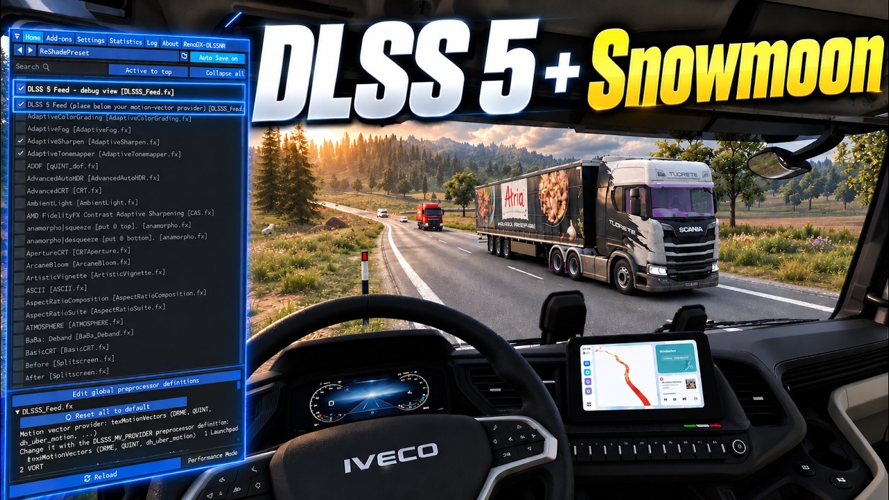 Как установить DLSS 5 + графический мод Snow Moon в ETS2 | Полный гайд