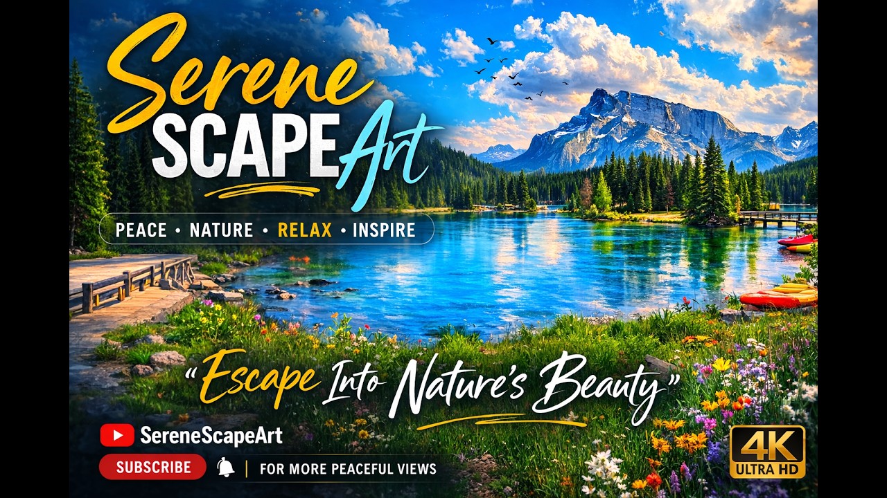 Peaceful Mountain Lake in Oil Painting Style | Relaxing Nature Scenery for TV Wall Art