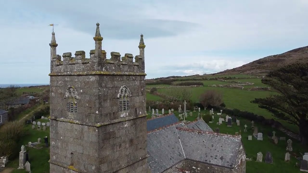 Zennor west Cornwall and surrounding landscape. First Days of Spring.  Drone view DJI Mini2 se.