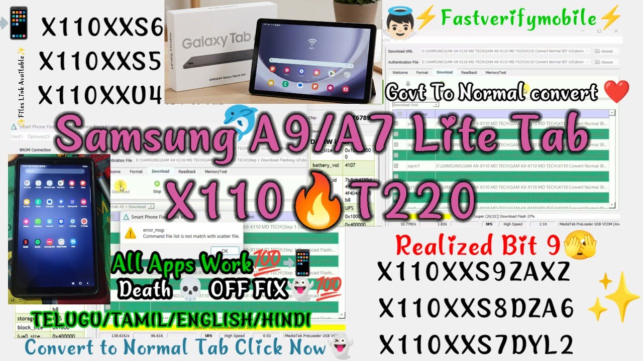 Samsung A9 X110 / A7 Lite T220 Android 16 / 15 / 14 Tab Normal Convert  All in One Solutions Tab