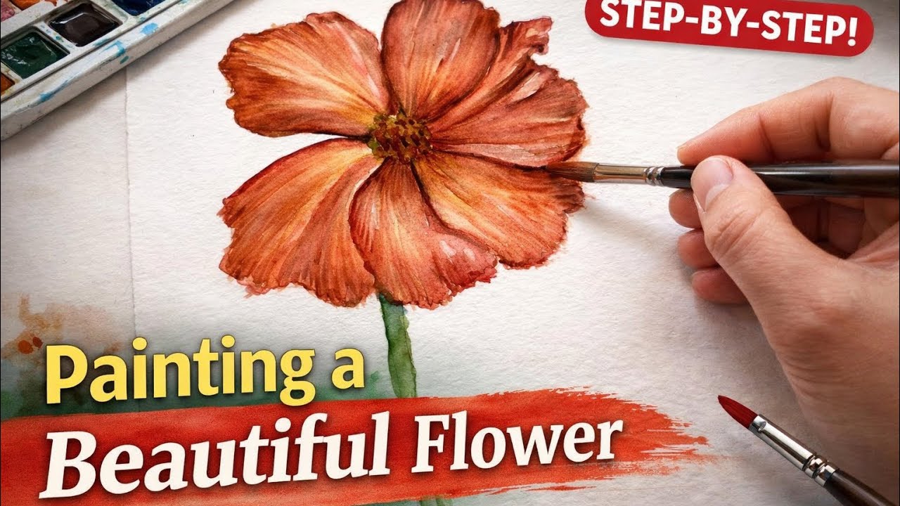 How to paint flower- step by step | painting for beginners 