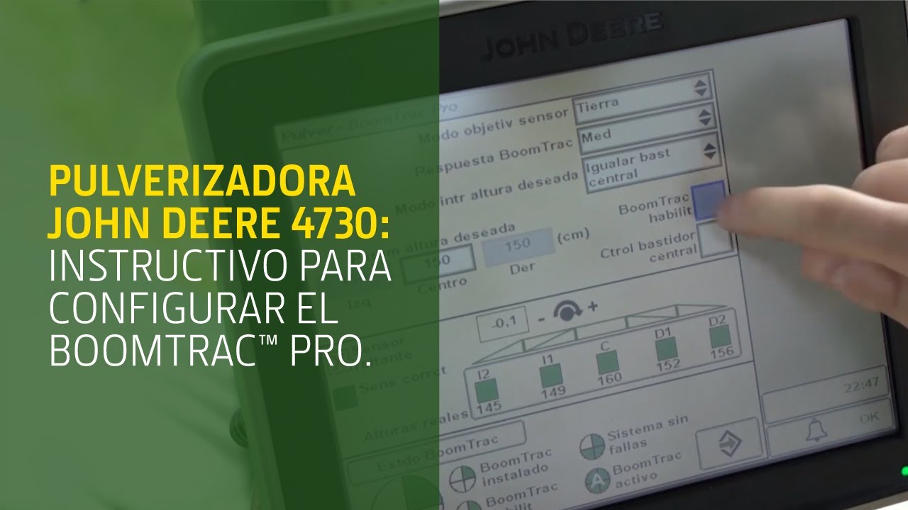 Pulverizadora John Deere 4730: Configuración del BoomTrac™ Pro.