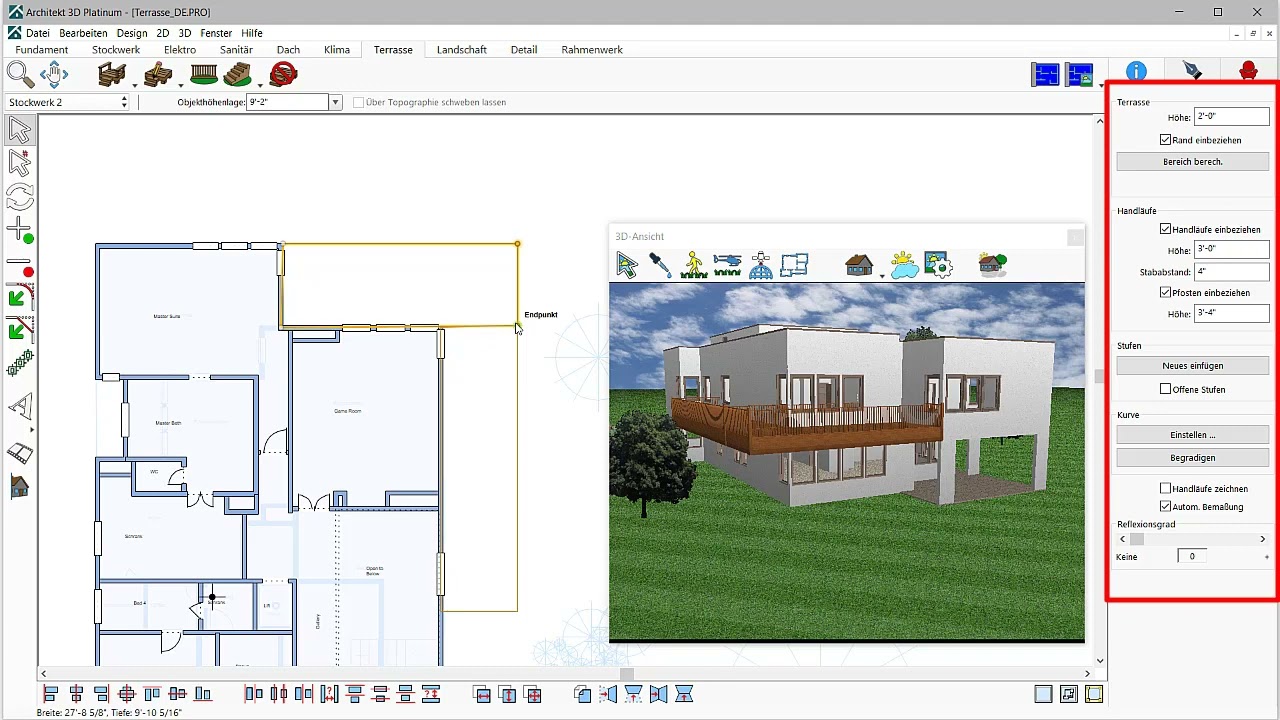 Architekt 3D© - Tutorial: So wird eine Terrasse gezeichnet
