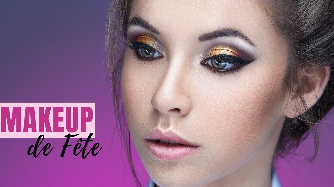 Tutoriel maquillage de fête doré marron avec paillettes ✨ NOËL - NOUVEL AN