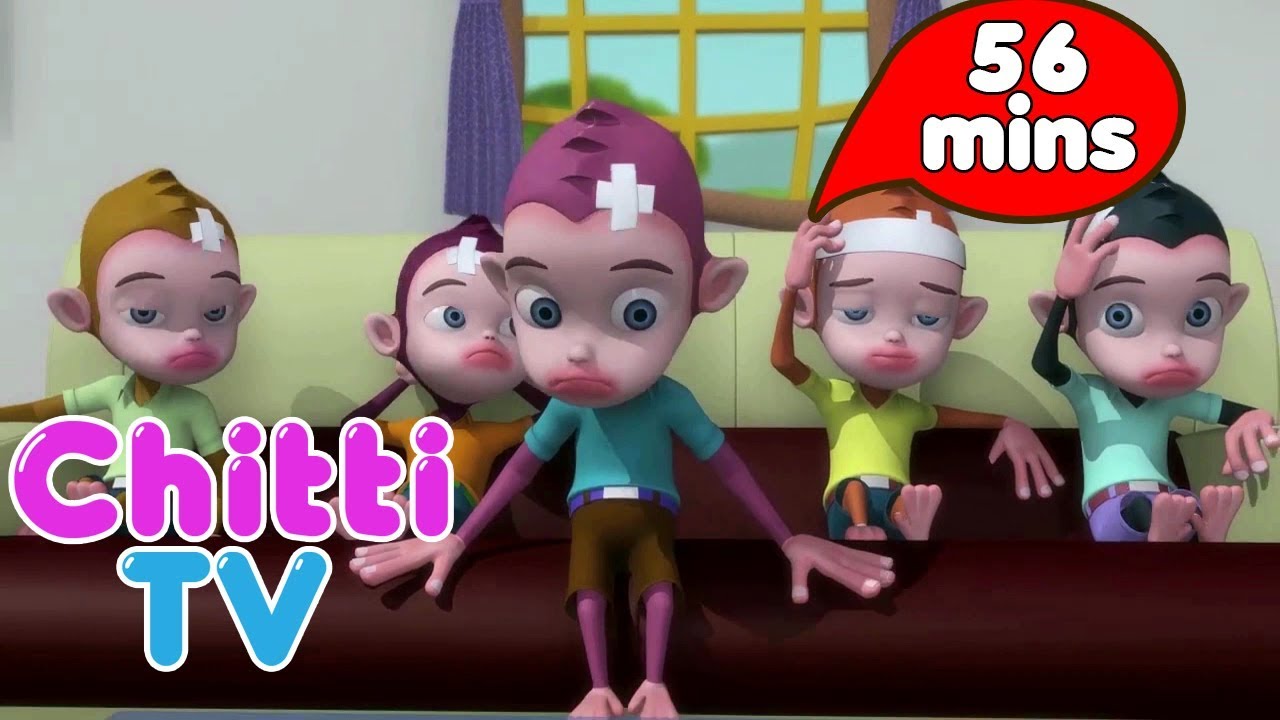 Five Little Monkeys Jumping On The Bed and Many More Popular Nursery Rhymes Collection By chitti tv