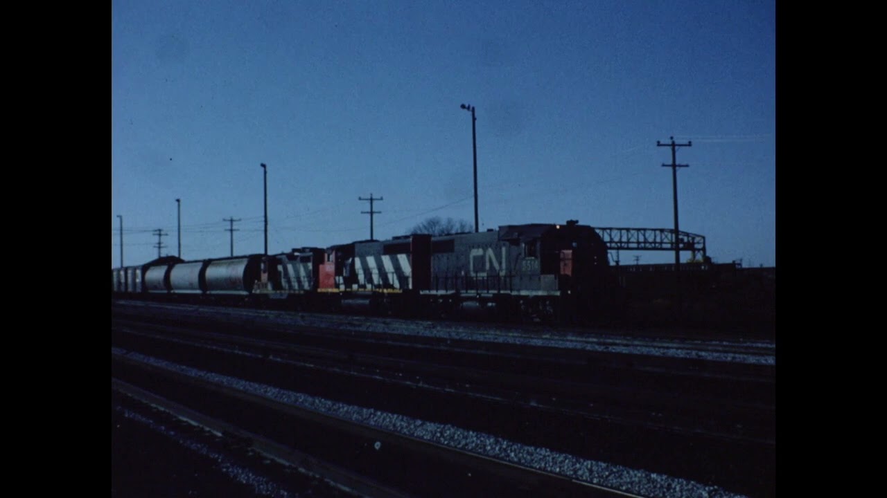 #110 CN, VIA at Belleville, Ontario. Fall 1981