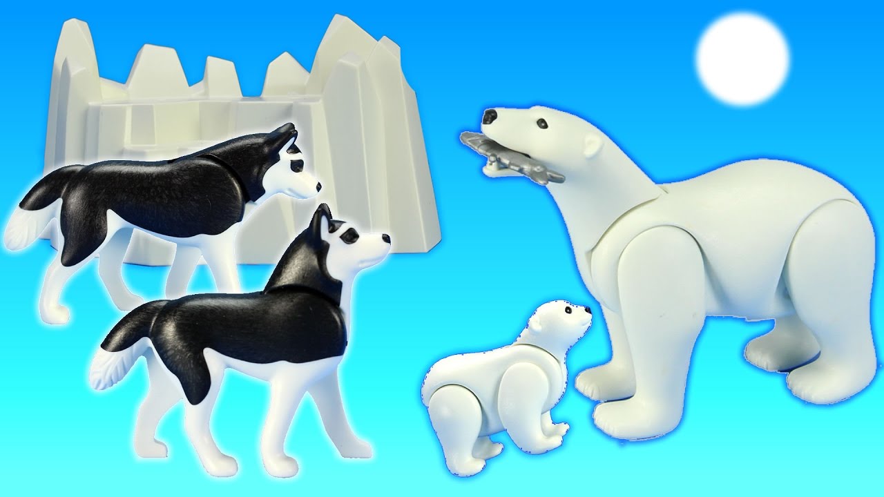 Playmobil Wild Animals Toy Polar Bears and Dogs Sled Building Toy Sets - Animal Toys For Kids