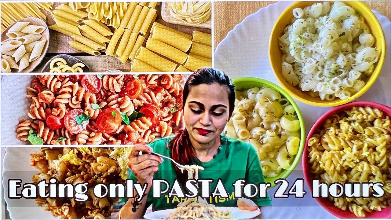 I ate only PASTA for 24 hours 🍝 | 24 hours food challenge 🤤