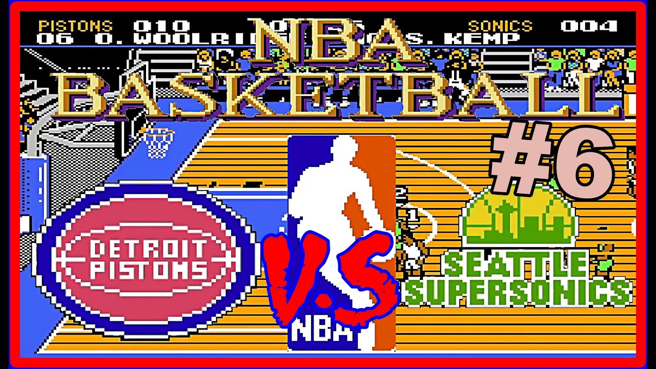 🏀 Tecmo NBA Basketball 🏀 - NES - Pistons vs Super Sonics (Gameplay)