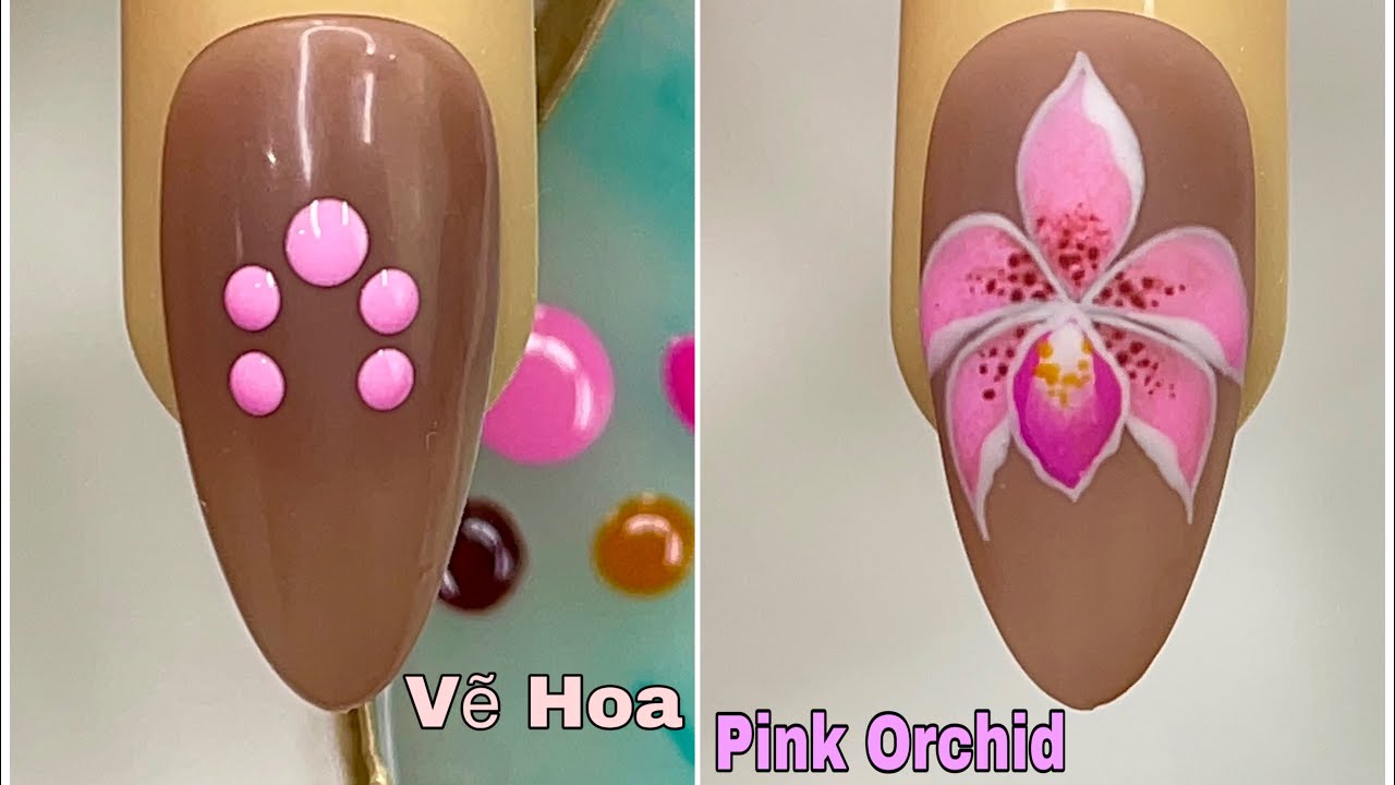 Pink Orchid Flower Nails Art For Beginner 💖Vẽ Hoa💅 New Nails Design 💝 New Nails