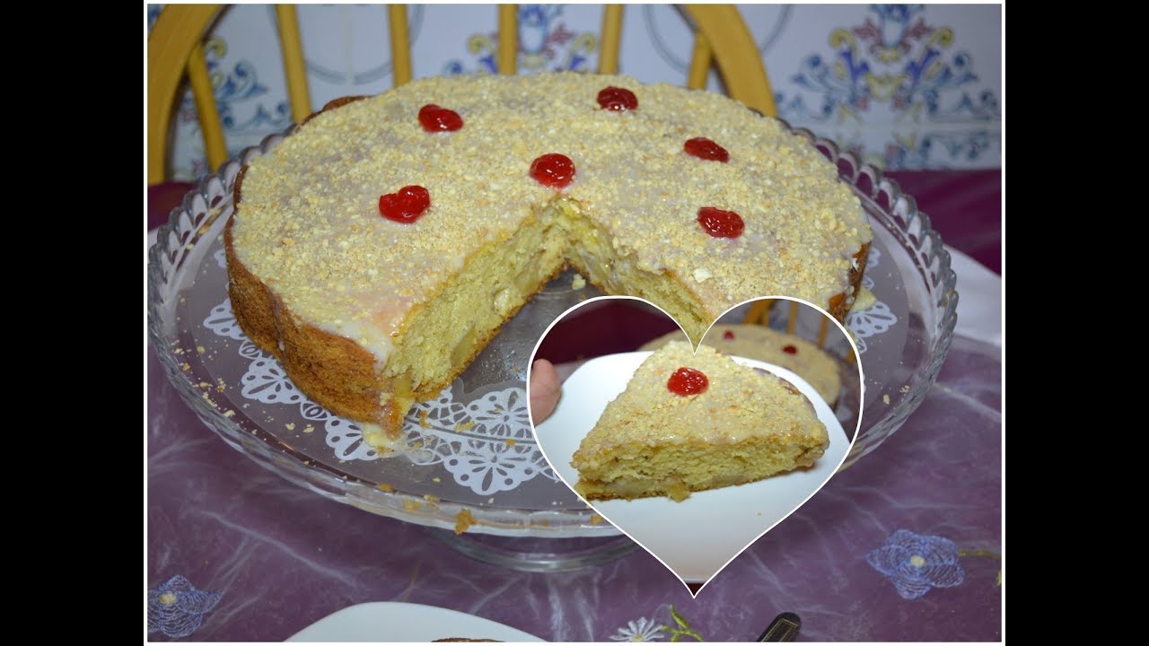 كيكة التفاح المدهشة والاقتصادية كاذوب في الفم واللي داقها طلب مقاديرها رووعة😍😋