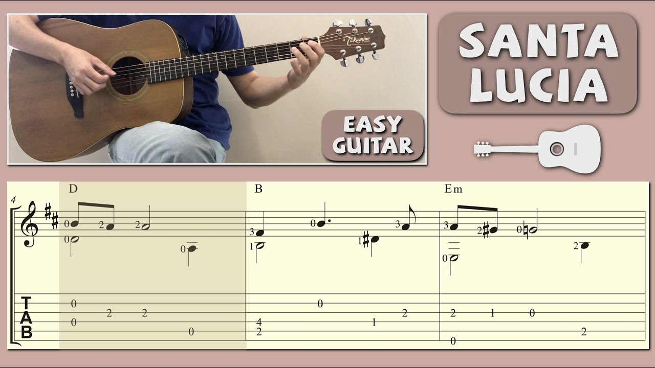 Santa Lucia / Traditional (Easy Guitar) [Notation + TAB]