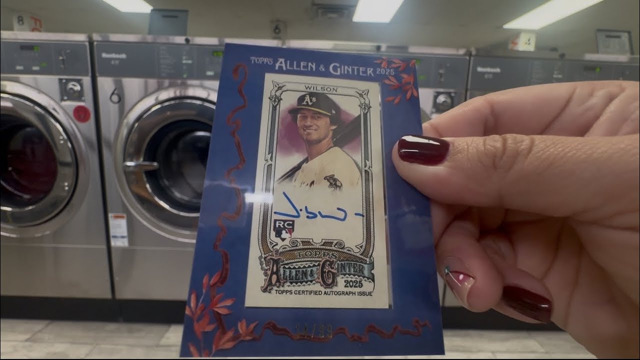 ASMR Pulling $500‼️🔥2025 Allen Ginter double rip card at the laundromat #asmr #baseballcards 