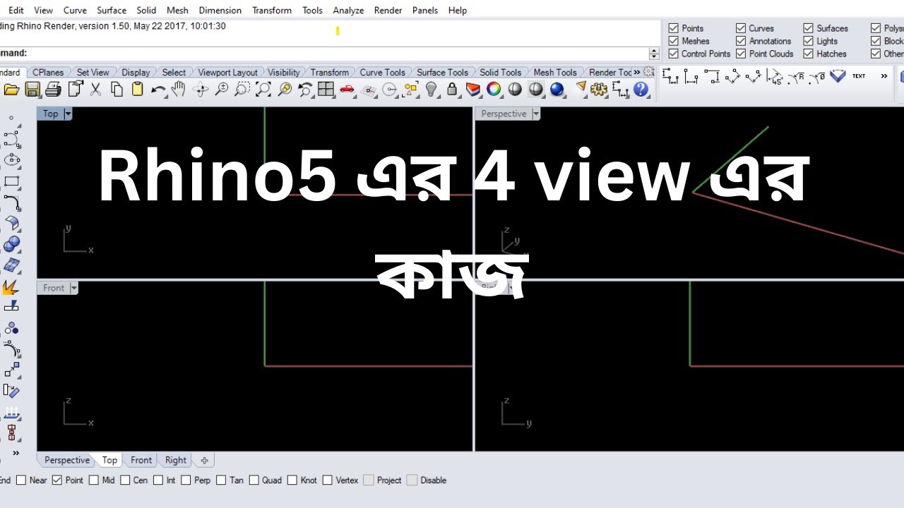 Rhino5 এর 4 view এর কাজ | Jwelery cad design Rhino Martix