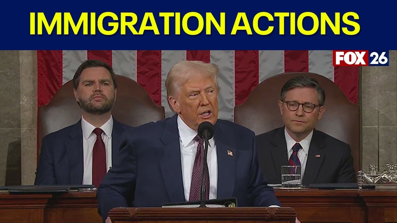 President Donald Trump discusses immigration actions in speech to Congress