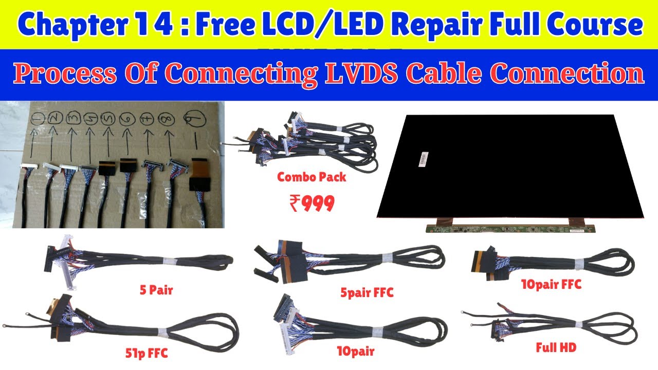 Process Of Connecting LVDS Cable in LCD LED TV | Free LCD LED TV Repairing Course Ch:14