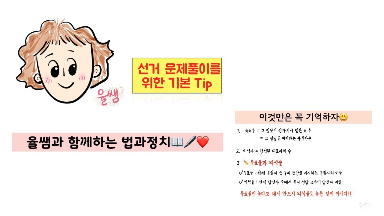[율쌤과함께하는법과정치] 선거 문제풀이를 위한 기본 개념 및 TIP