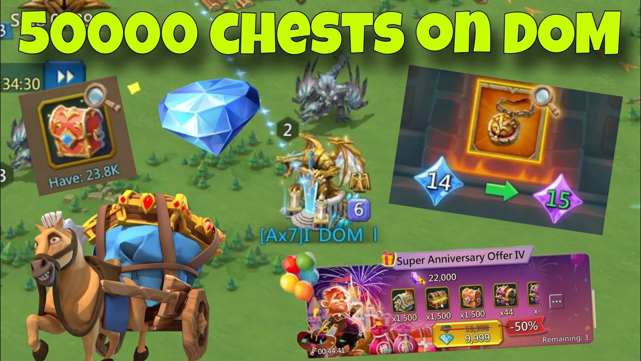 Lords Mobile - Opening chests on DOM account. 50K chests TOTAL!!!! Holy stars and astralite