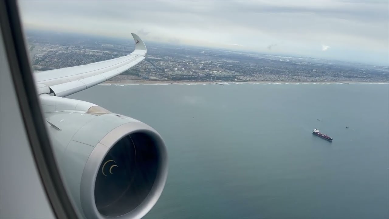 Very Heavy & Wet Takeoff from LAX | Los Angeles, USA | Airbus A35K | Qatar Airways | QR740 | 4K