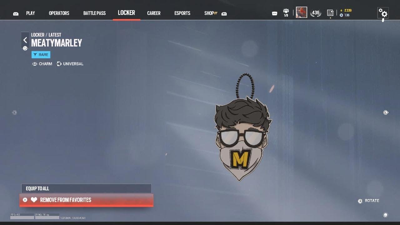 Finally Got My Meaty Marley Charm on Rainbow Six Siege