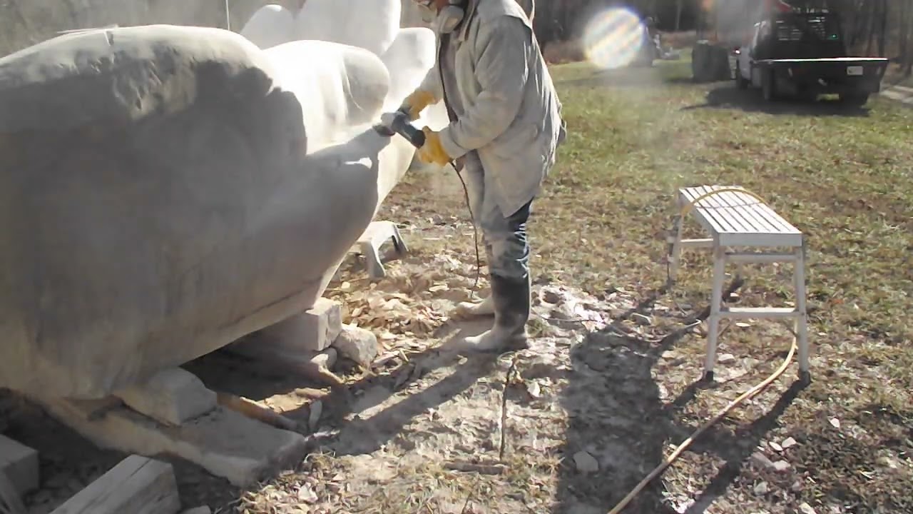 Carving stone  - keep the plug off the sloppy ground