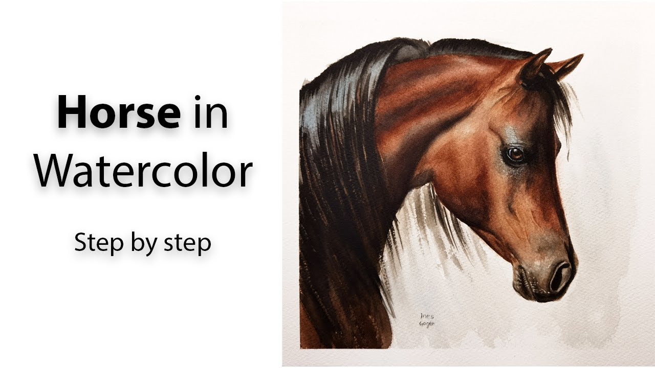 Horse in Watercolor. How to paint horse in watercolor.