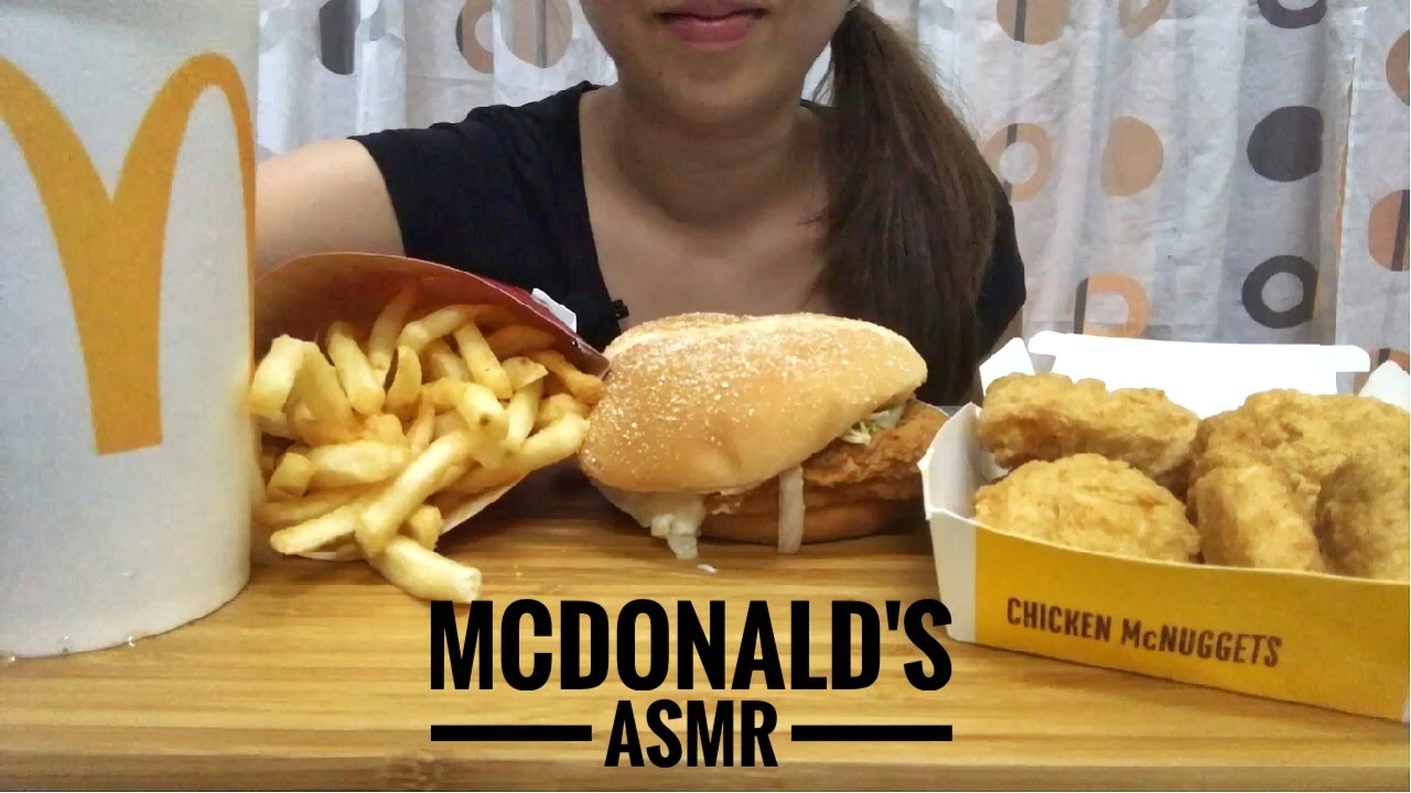 ASMR McDonald's Spicy Chicken McDeluxe, Chicken McNuggets & Fries | Eating Sounds (No Talking)