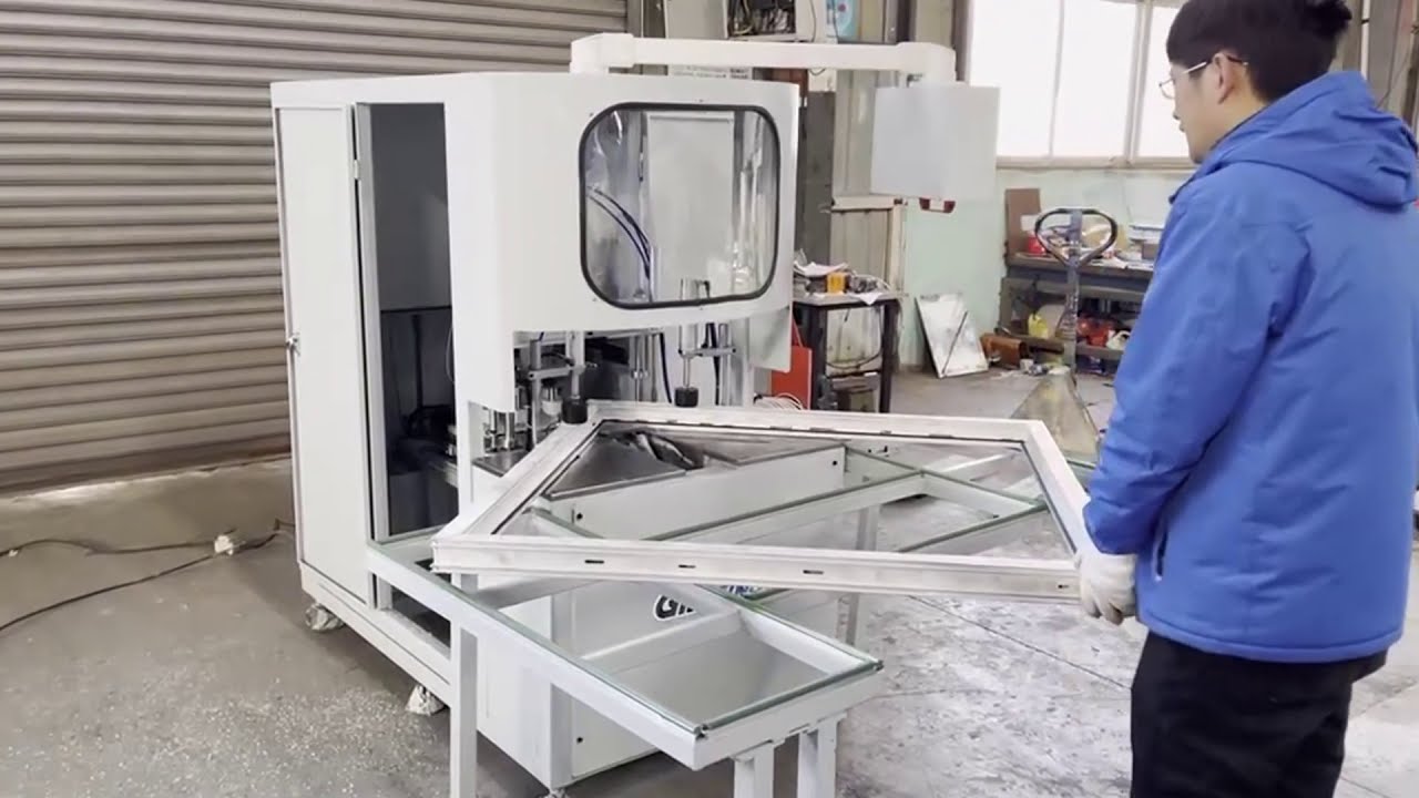 3 cutters double axis uPVC pvc CNC corner cleaning machine pvc window machinery